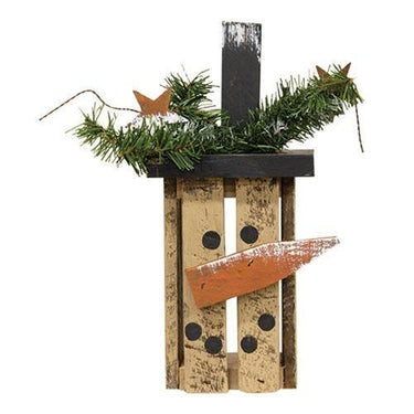 Vertical Lath Snowman Crate Lantern - The Fox Decor